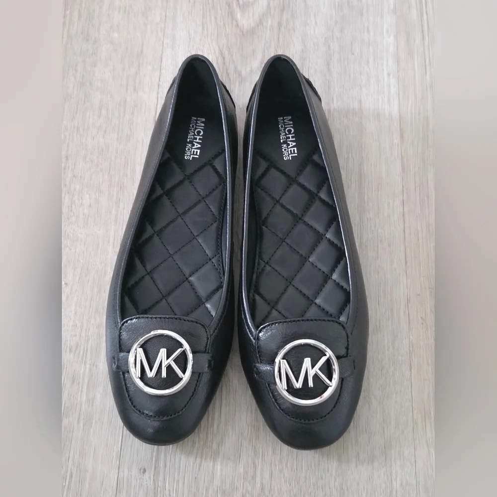 Michael Kors Black Loafers with Silver Emblem